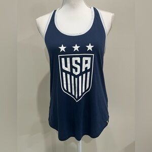 Nike Tee Women USA Soccer Racerback Tank Top Shirt #848174-410 Navy White Size M
